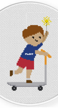 Daily Cross Stitch - Sparklers on Scooter