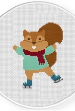 Daily Cros Stitch - Ice Skating Squirrel