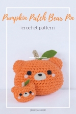 Picot Pals - Pumpkin Patch Bear Pin - Free