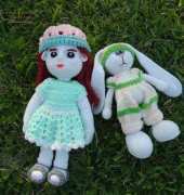 little girl and long ear bunny