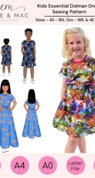 Ellie and Mac - Essential Dolman Dress - Sizes 12/18 Months - 18 Years