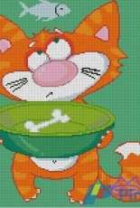 Red Cat with a Bowl Pillow by Elena Bychkova / Manul - Free
