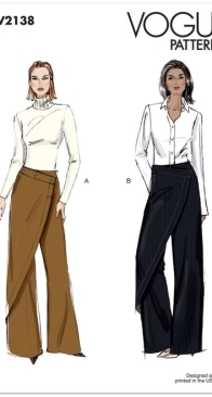 Vogue Patterns Misses' Wrap Pants V2138 (Size 6-14)