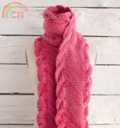 Bias Scarf with Ribbed Cables by Lisa R. Myers
