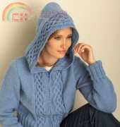 Bernat-530164-Cozy Cable Hooded Cardigan by Bernat Design Studio-Free