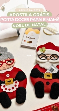 Atelie da Beta - Roberta Ferreira - Santa and Mrs. Claus Christmas Candy Holder - Papai e Mamãe Noel Porta Doces - Portuguse - Free