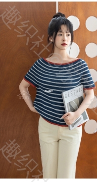 New Mommy Handmade DIY - Su Su Jie Jia - Susans Family -SA3328 - Zhi Jian Yuke Striped Short Sleeve - Big Size - Chinese - Free