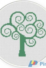 Daily Cross Stitch - Swirly Tree