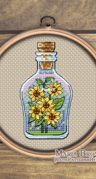Mini Bottle with sunflowers by Maria Brovko