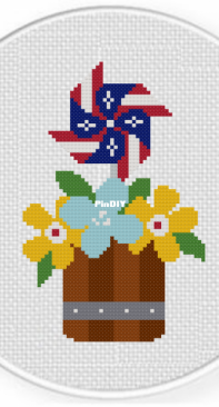 Daily Cross Stitch - July 4th Wind Wheel Bouque