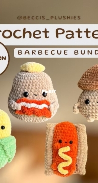 Beccis Plushies - Becci / Rebecca Müller - Barbecue Bundle : Potato with Bacon and Butter, Hot Mushroom, Hot Dog