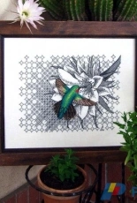 Blackwork Hummingbird by Ajisai Designs from The World of Cross Stitching TWOCS 231 XSD