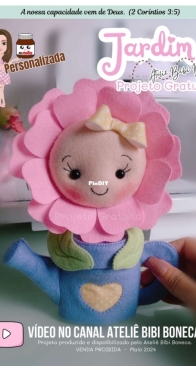 Atelie Bibi Boneca - Bruna Guimaraes - Personalized Nutella -  Garden - Pink Flower - Flor rosa - Portuguese - Free