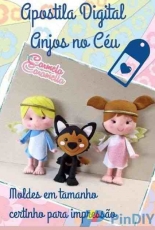 Carmela Caramella Anjos No Céu / Angels in the sky Felt patterns /Portuquese