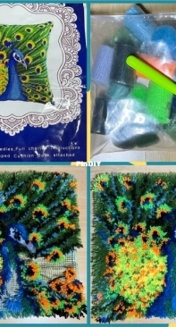 Hooking Kit Pillow - Peacock