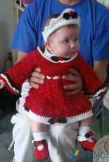 Sandys Cape Cod Originals - Sandy Powers  - 226 Infant Christmas Dress Outfit Dress MaryJane Booties and Princess Crown