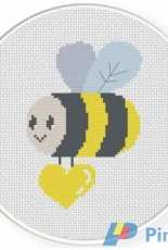 Daily Cross Stitch - Cute Bee with Heart