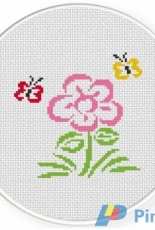 Daily Cross Stitch - A Flower And Butterflies