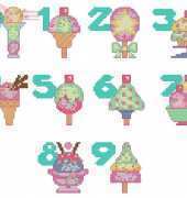 Ice Cream Numbers by Karen Brittan from Cross Stitch Crazy 102 PCS