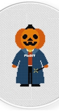 Daily Cross Stitch - Pumpkin Head Wizard