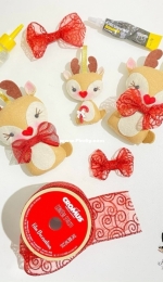 Atelie Bela Feltros - Pingente Natalino de Rena - Felt - Portuguese - Free