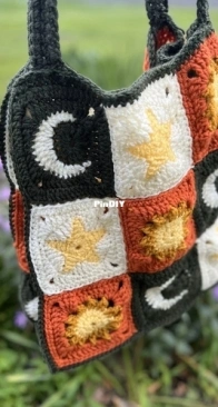 Maria Flora Crochet Creations -  Sarah Lockley - Sun Moon and Star Crochet Bag