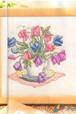 Sweet Peas in a Pot by Sandy Littlejohn from Cross Stitcher 163 XSD