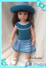 Candice Dress and Hat Set for Dolls by Jacqueline Gibb (2 sizes)