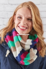 Red Heart LM6034-3 Easy Stripes Knit Cowl by Stacey Gerbman-Free