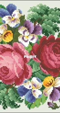 Berlin Woolwork 4573 Bunch of roses and violets  XSD+PCS