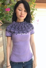 "Lavender" Yoked Sweater by Wendy Link-Free