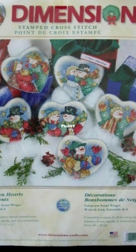 Dimensions - 8731 - Snowman Hearts Ornaments