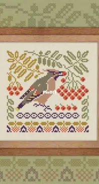 Owl Forest Embroidery - Glutton Waxwing - Free