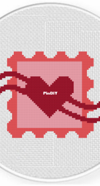 Daily Cross Stitch - Heart Postage Stamp