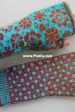 Latvian Blooms Fingerless Mitts by Dela Hausmann - English, German - Free