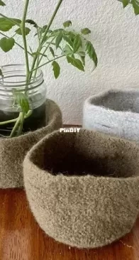 Wool Vessel IV: Three Small Pots by Nick Davis