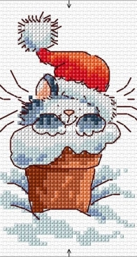 Sherry Lewis Kits SLKD16 Santa Cat in Pot by Margaret Sherry PCS + XSD