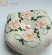 Rainburst Embroidery - Briar Rose Biscornu - Ribbon Embroidery