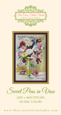The Cross Stitch Studio - Sweet Peas in Vase