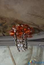 Bague avec perles "Swarovski" orange,faite par moi