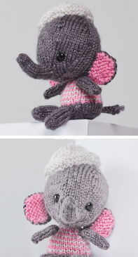 Red Heart -  Emily and Edward Knit Elephants - Free