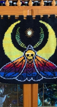 Wall hanging with Rainbow moth and moon