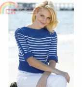 Nautical Stripes Boatneck Pullover by Rosemary Drysdale for Tahki Yarns - Free