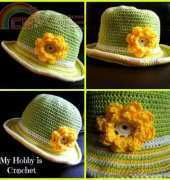 My Hobby is Crochet - Crochet sun hat with stripped brim - Free