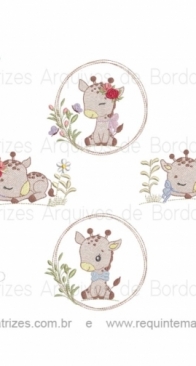 Requinte Matrizes -  Girafinha Bordado a Maquina - Giraffe - Machine Embroidery- Portuguese