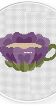 Daily Cross Stitch - Purple Floral Cup