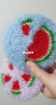 crochet watermelon scrubber