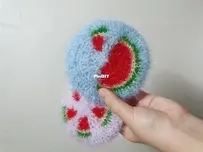 crochet watermelon scrubber