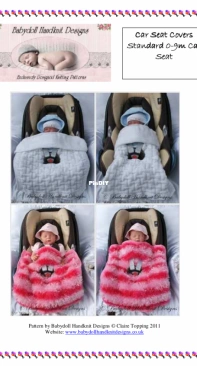 H8 Car Seat Covers Standard 0- 0-9m Car Seat  by Claire Topping - Claires Baby & Doll Handknit Designs - Free