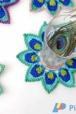TheCurioCraftsRoom- Christa Veenstra - Peacock Feather Petals Coaster